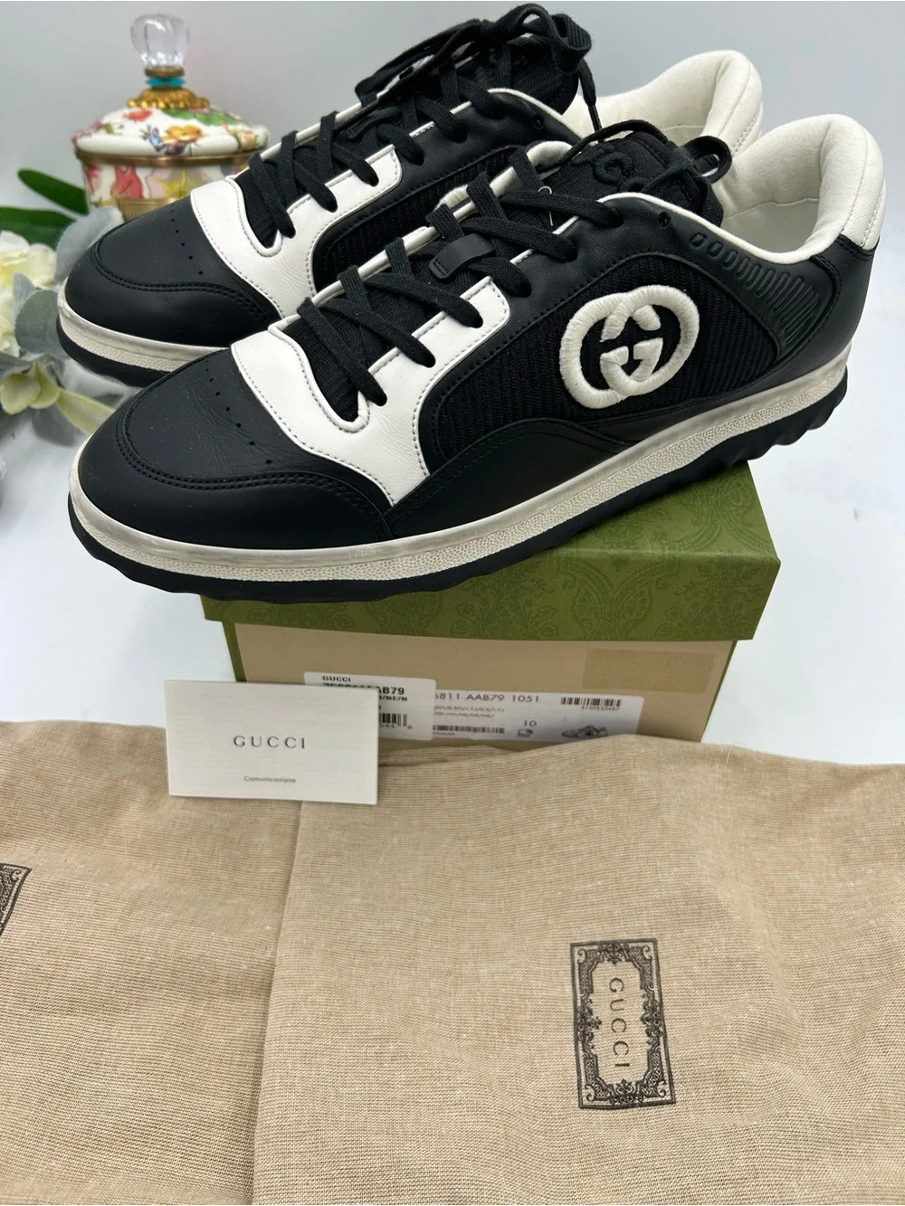 Men's Gucci MAC 80 low top leather sneakers size 10 fits 10.5 US